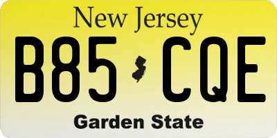 NJ license plate B85CQE