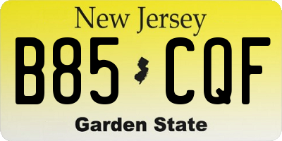 NJ license plate B85CQF