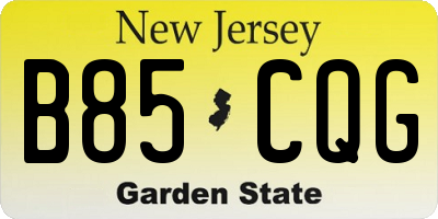 NJ license plate B85CQG