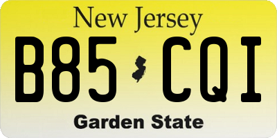 NJ license plate B85CQI