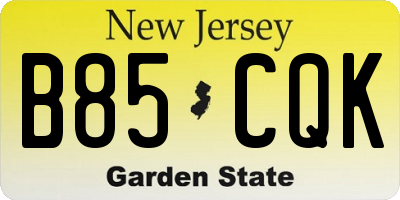 NJ license plate B85CQK