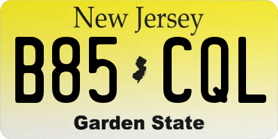 NJ license plate B85CQL