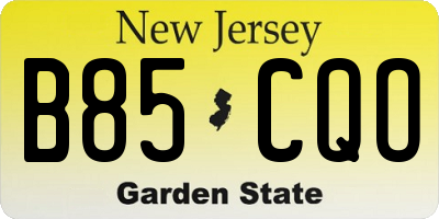 NJ license plate B85CQO
