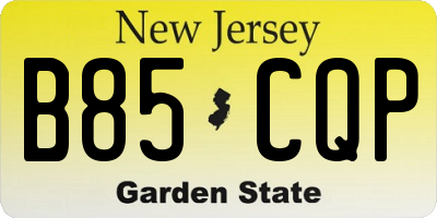 NJ license plate B85CQP