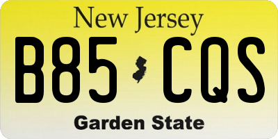 NJ license plate B85CQS