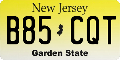 NJ license plate B85CQT