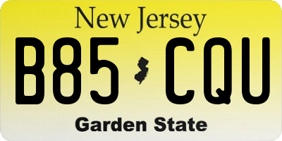 NJ license plate B85CQU