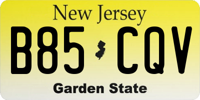 NJ license plate B85CQV