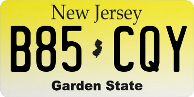 NJ license plate B85CQY