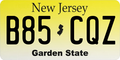NJ license plate B85CQZ