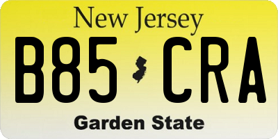 NJ license plate B85CRA