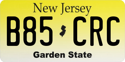 NJ license plate B85CRC