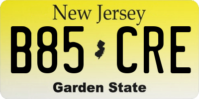 NJ license plate B85CRE