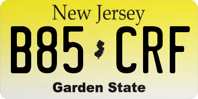NJ license plate B85CRF