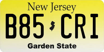 NJ license plate B85CRI