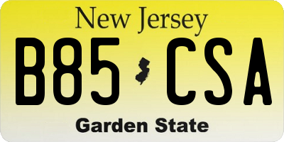 NJ license plate B85CSA
