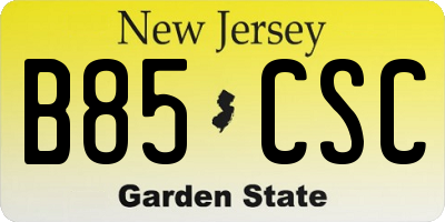 NJ license plate B85CSC