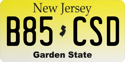 NJ license plate B85CSD