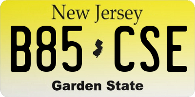 NJ license plate B85CSE