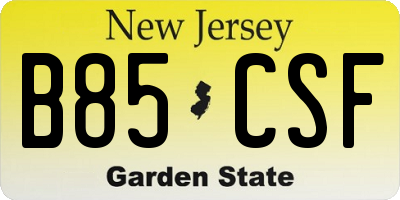 NJ license plate B85CSF