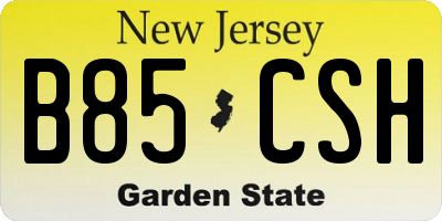 NJ license plate B85CSH