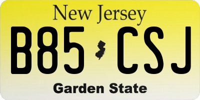 NJ license plate B85CSJ