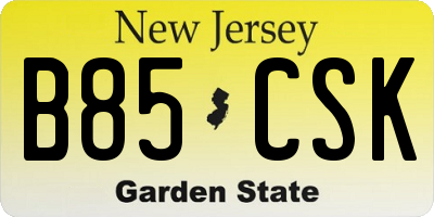 NJ license plate B85CSK