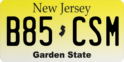 NJ license plate B85CSM