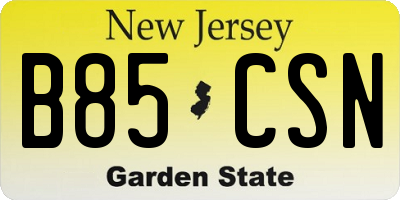 NJ license plate B85CSN