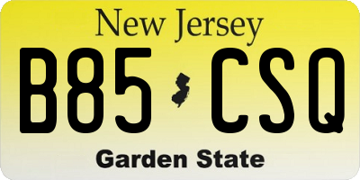 NJ license plate B85CSQ