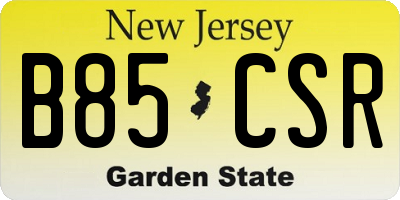NJ license plate B85CSR