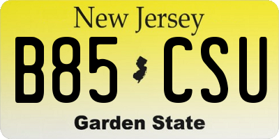 NJ license plate B85CSU