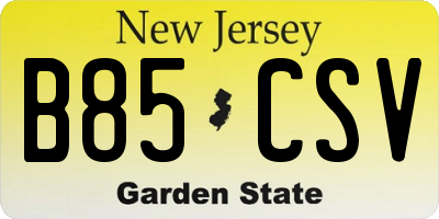 NJ license plate B85CSV