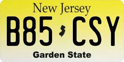 NJ license plate B85CSY