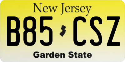 NJ license plate B85CSZ