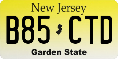 NJ license plate B85CTD