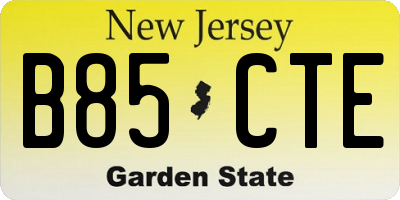 NJ license plate B85CTE