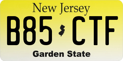 NJ license plate B85CTF