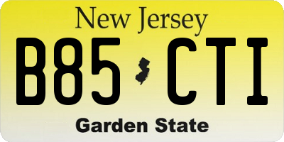 NJ license plate B85CTI