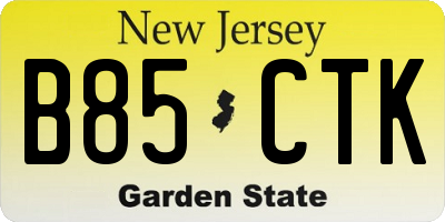 NJ license plate B85CTK