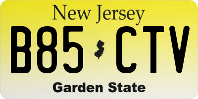 NJ license plate B85CTV