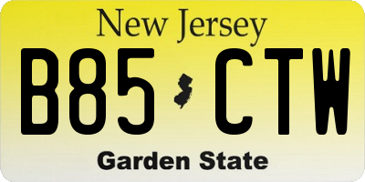 NJ license plate B85CTW