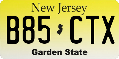 NJ license plate B85CTX