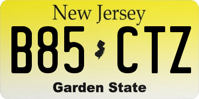 NJ license plate B85CTZ