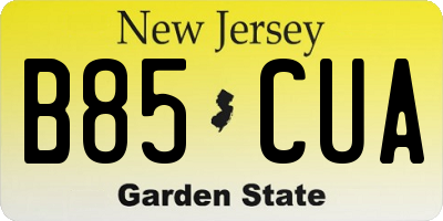 NJ license plate B85CUA