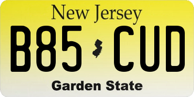NJ license plate B85CUD