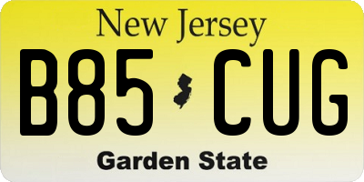 NJ license plate B85CUG