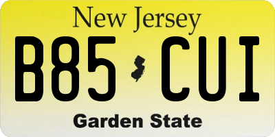 NJ license plate B85CUI