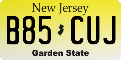 NJ license plate B85CUJ