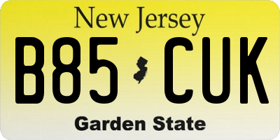 NJ license plate B85CUK